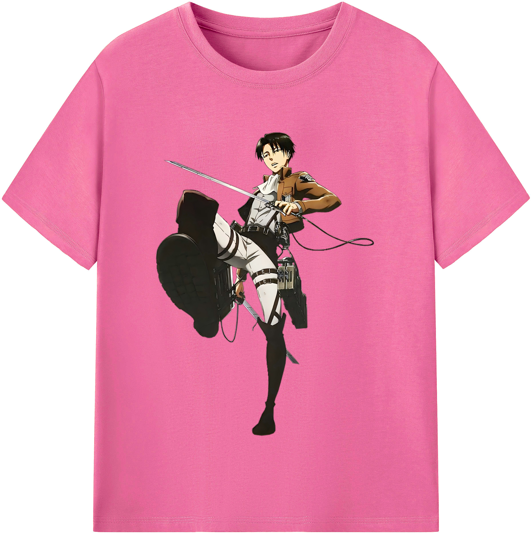 （画像用） 進撃の巨人 リヴァイ·アッカーマン Attack on Titan Levi Ackerman レディースカジュアルプリントTシャツ（綿100％）